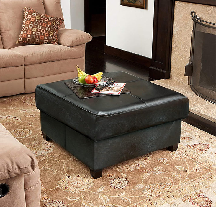 Folding Storage Bench, Cube PU Leather Footstool with Legs, Coffee Table, Ottoman with Storage for Living Room, 23.6 X 23.6 X15 Inches, Black