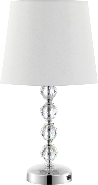 Lighting Collection – Nola Set of 2 Modern Glam Stacked Crystal Ball 16-Inch Table Lamps, LED Bulbs Included, Bedroom Living Room Home Office (LIT4123C-SET2)