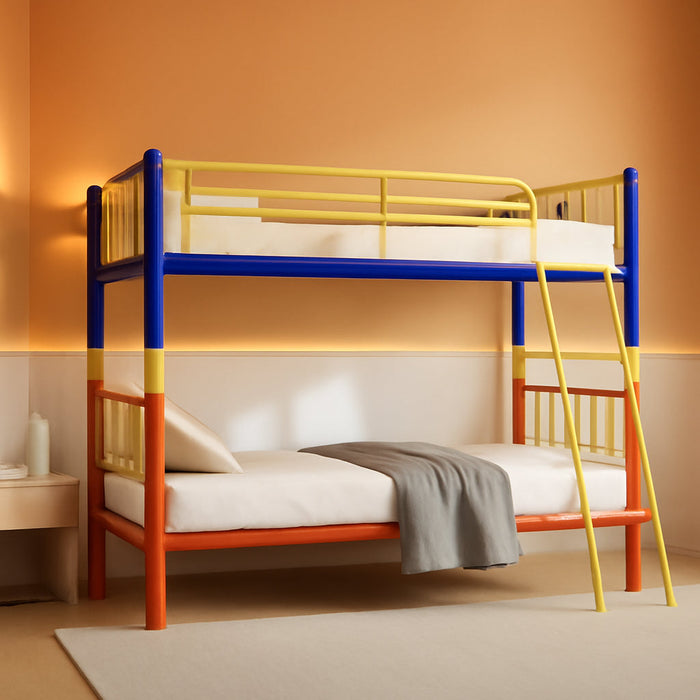 Metal Bunk Bed Twin over Twin,Twin over Full Bunk Bed,Bunk Bed Full over Full,Twin Bunk Beds for Kids with Safety Guardrail and Convertible Bunk Bed Design,Steel Bed for School, Bedroom