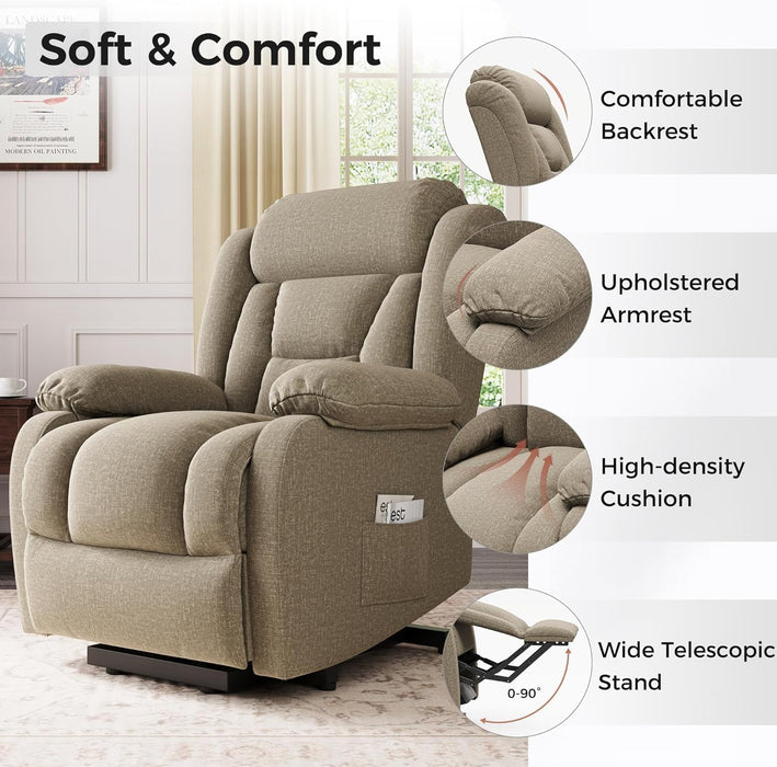 Power Lift Recliner Chair for Elderly Indoor Living Room Reclining Chairs Lounge Chairs Single Sofa with Side Pockets and Remote Control for Bedroom（Brown）