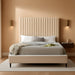 Candacecream-Q Candace Collection Modern | Contemporary Velvet Upholstered Queen Bed, Cream Velvet Fabric, Deep Channel Tufting, Acrylic Legs, 65" W X 86" D X 65" H, Cream, Queen