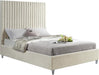Candacecream-Q Candace Collection Modern | Contemporary Velvet Upholstered Queen Bed, Cream Velvet Fabric, Deep Channel Tufting, Acrylic Legs, 65" W X 86" D X 65" H, Cream, Queen