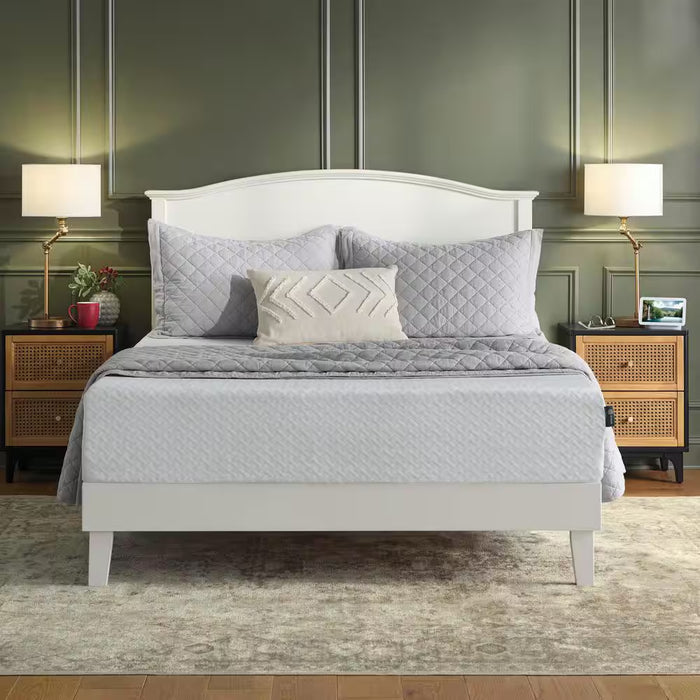 Colemont White Wood Queen Platform Bed with Curved Headboard (61.97 In. W X 48 In. H)