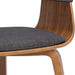 Lowell 17 Inch Mid Century Modern Bentwood Dining Chair in Charcoal Grey Linen Look Fabric, for the Dining Room