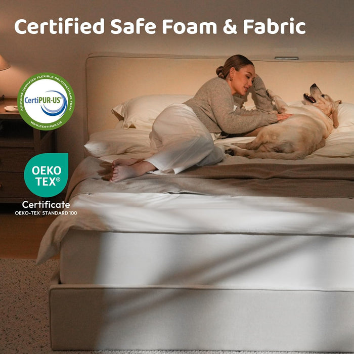 Cloud King Platform Bed Frame with Plush Headboard 6-Inch, Easy Assembly, Noise-Free Stability (Beige, King (U.S. Standard))