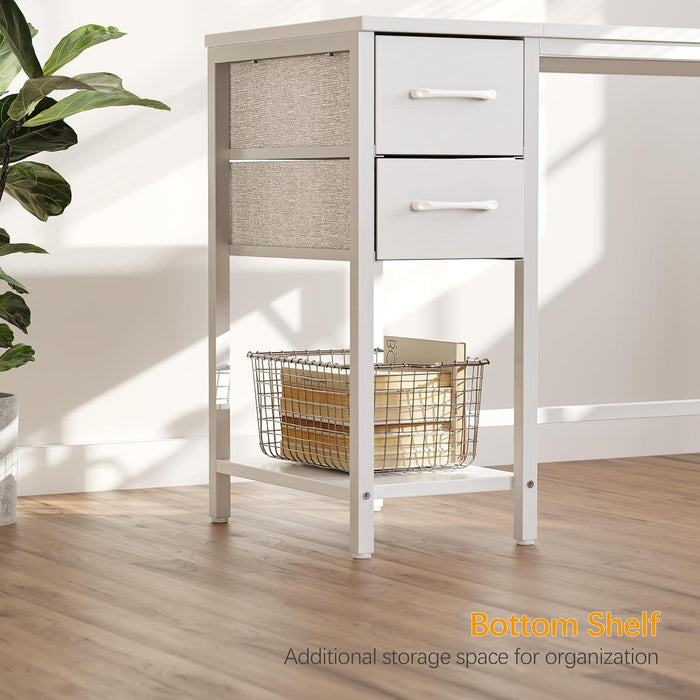 47 Inch White Ergonomic ExecutiveDesk With Drawers