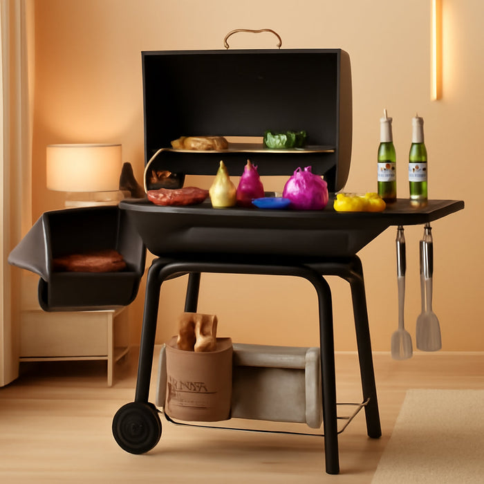 CC1830S BBQ Charcoal Grill and Offset Smoker | 823 Square Inch Cooking Surface, Outdoor for Camping | Black