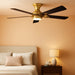 Ceiling Fans with Lights and Remote, 52 Inch Ceiling Fan with Light, Low Profile Reversible Gold Fandelier Ceiling Fan, Dimmable LED, Flush Mount, Quiet DC Motor, for Bedroom Kitchen