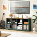 8 Cube Storage Organizer, 62" Long Low Horizontal Bookshelf, Green | 3 Tier Horizontal Bookcase, Wood Open Book Shelf, Farmhouse Cubby Storage, Wide Console Cabinet, Living Room, Entryway,Office
