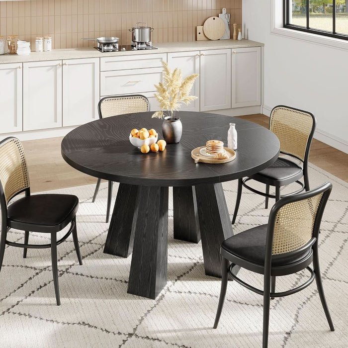 47" round Dining Table for 4-6, Farmhouse Wood Kitchen Table