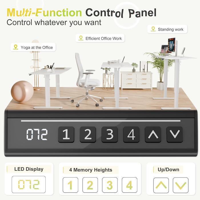 Electric Standing Desk, 45 X 24 Inches Sit Stand up Desk, Sit Stand Height Adjustable Home Office Desk with 4 Height Position Memory (White, 45)