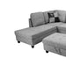 112 In. Square Arm 3-Piece Linen L-Shaped Sectional Sofa in Light Gray