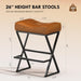 Counter Height Bar Stools Set of 2, Backless 26" Saddle Barstools, Brown