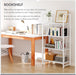 No Assembly Folding Bookshelf Storage Shelves 4 Tiers Vintage Bookcase Standing Racks Study Organizer Home Office (All White)