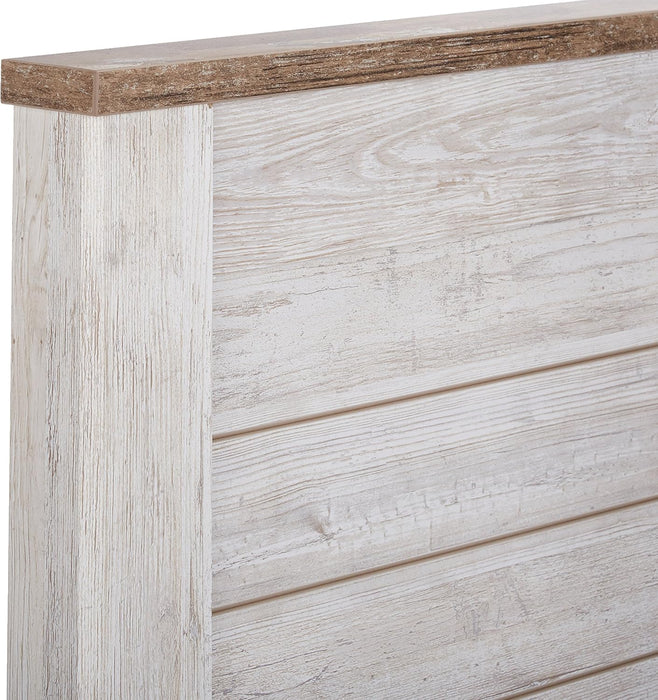 Willowton Cottage Farmhouse Panel Headboard ONLY, Queen, Whitewash