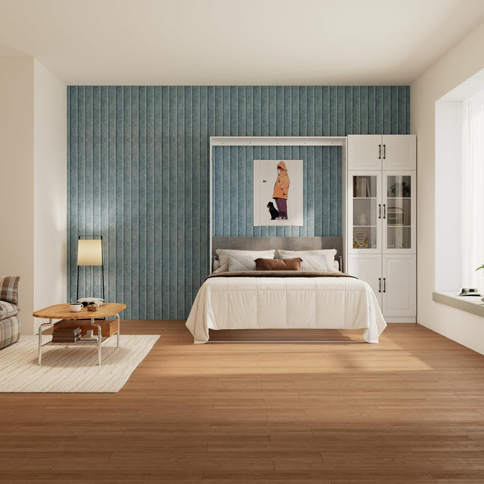 Queen Murphy Bed With IndustrialGlassCabinet White