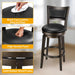 Swivel Bar Stools Set of 2, 24 Inch Counter Height Barstools, Black Faux Leather Bar Stool with High Backrest & Solid Wood Legs & Wrap-Around Footrest, Counter Stools for Kitchen Island, Pub