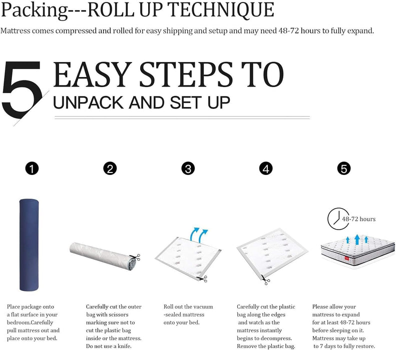 Short Queen Mattress,11.4 Inches Pillow Top Pocket Spring Hybrid RV Mattress, Memory Foam Innerspring Firm Bed in a Bag