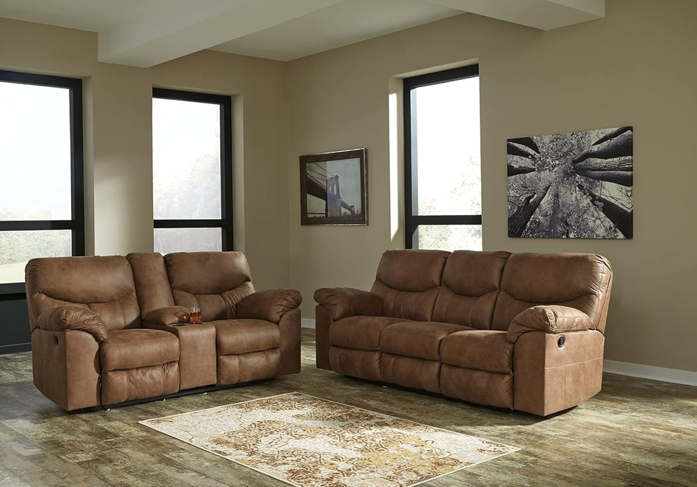 Brown Faux Leather Recliner Loveseat