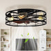 Black Caged Ceiling Fan Featuring Remote Control Lighting