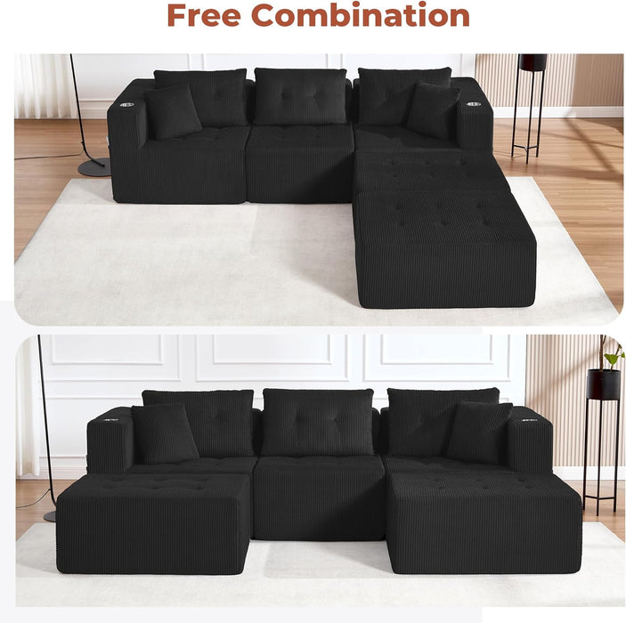 100Inch U Shaped Oversized Modular Sofa LuxuriousCorduroy