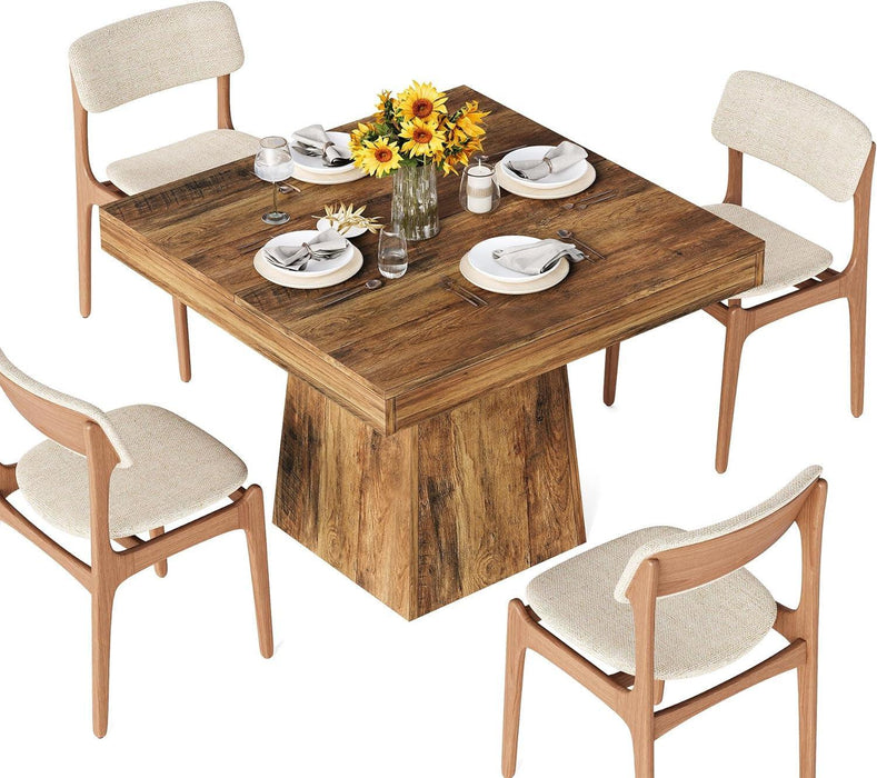 31.5" Small Dining Table for 4, Farmhouse Kitchen Table with Walnut Finish, Square Compact Dinner Table for Home Dining Room, Apartments, Office, Living Room & Restaurants, Walnut