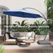 12FT Deluxe Patio Umbrella with Base, Outdoor Large Hanging Cantilever Curvy Umbrella with 360° Rotation, Navy Blue