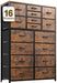 Rustic Brown Dresser Tower with 16 Drawers