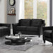2-Piece Polyester Microfiber Fabric Upholstered Sofa Set with 78" W Sofa & 56" W Loveseat, Curved Arms, Sturdy Wood Frame & Legs, Tufted Back Cushions, in Black Finish