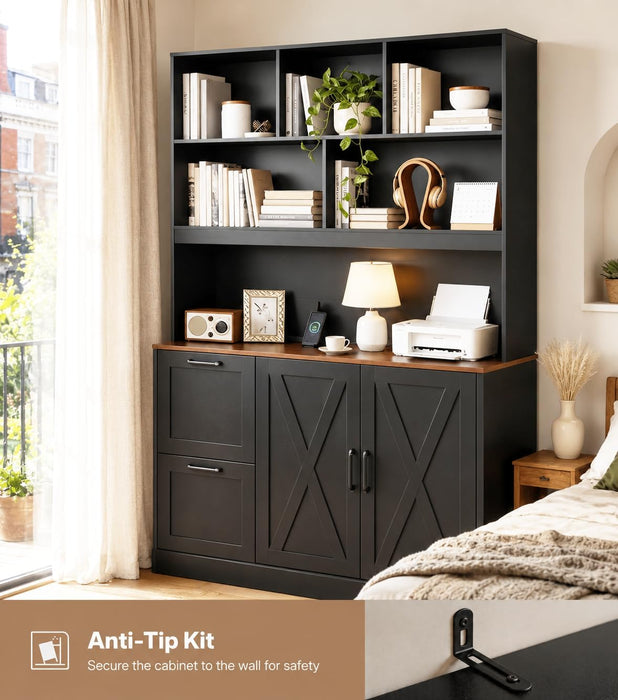 72-Inch Tall Bookshelf With Integrated Power Outlet