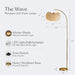 Wave Arc Floor Lamp - Chic Standing Lamp with Unique Hanging Wicker Pendant Shade for Living Room, Boho Rattan Natural Decor Lamp, Arcs over Sofa, Bedroom & Office Desk for Reading - Brass