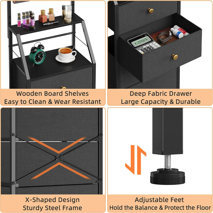 Black Dresser With Adjustable Mirror For Smallspace