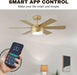 42 Inch Ceiling Fan with Lights and Remote, 6 Blade App Control Timer Reversible Stepless Brightness and Color Temperature Outdoor Wood Ceiling Fan with Lights (Gold, 42 Inch)