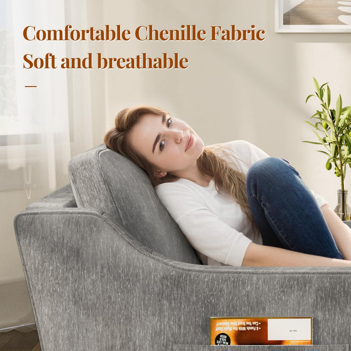 Grey Velvet Upholstered 360 Degree Swivel Armchairs