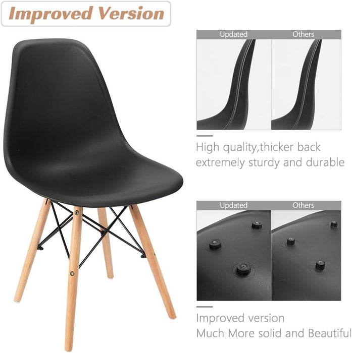 Pre Assembled Modern Style Dining Chair Mid Century Modern DSW Chair, Shell Lounge Plastic Chair for Kitchen, Dining,Bedroom, Living Room Side Chairs Set of 4 (Black)