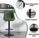 Faux Leather Adjustable Bar Stools Set of 3, Modern Swivel Barstools with Back, Black Metal Base and Footrest, Upholstered Armless Bar Chairs for Kitchen Island/Dining/Pub, Green