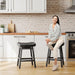 24 Inche Bonded Leather Counter Height Bar Stools Set of 2 Curved | Barstools with Curved Bonded Leather Seats & Heavy Duty Metal Legs for Kitchen Counter, Easy Assembly, All Black
