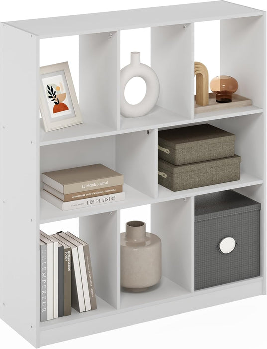 8-Cube Horizontal Cube Storage Organizer Bookshelf, Bookcase, Book Shelf, 10.9 X 35.4 X 39.4, for Bedroom, Home Office, Living Room, White