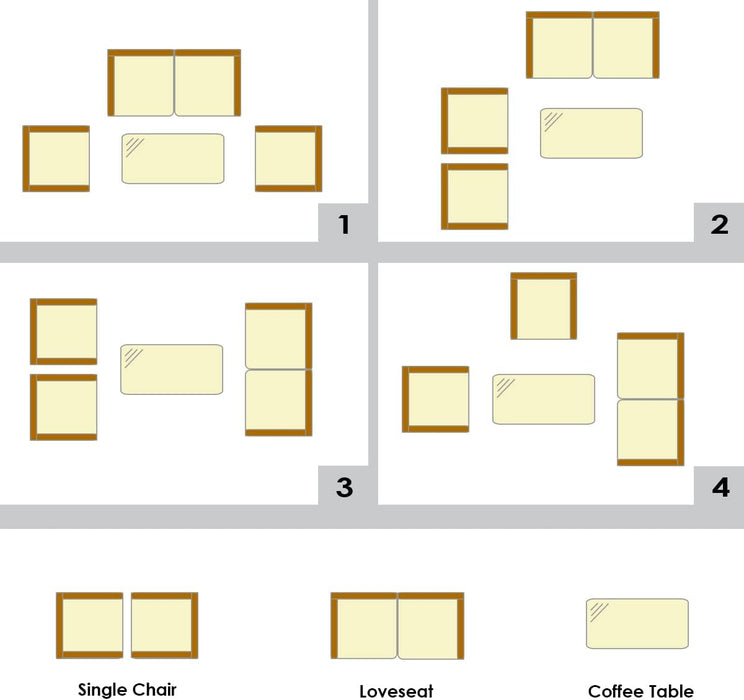 4-Piece Rattan Patio Set, Outdoor/Indoor Wicker Conversation Set for Pool, Backyard, Lawn, Wicker Chairs and Sofa with Soft Cushion, Rattan Furniture with Tempered Glass Coffee Table