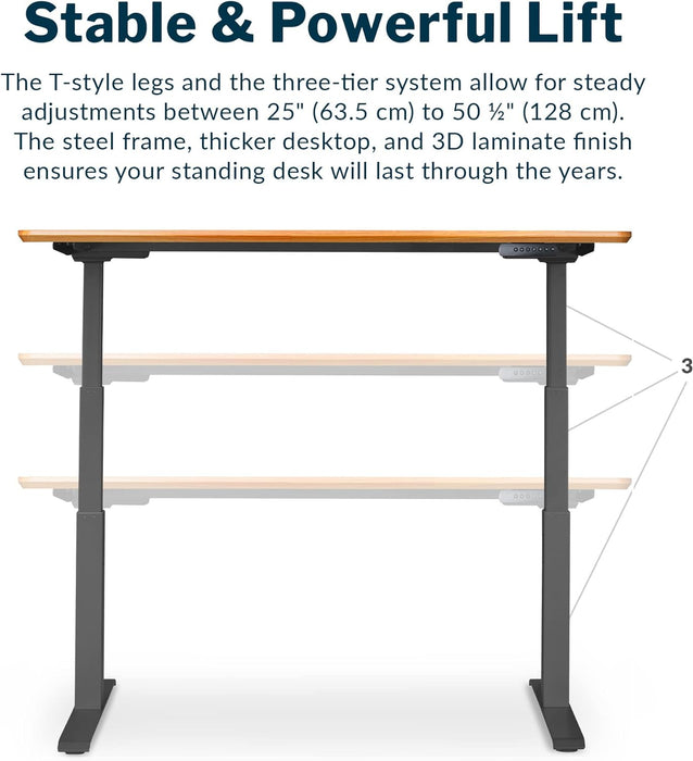Electric Standing Desk 60Inch With ButcherBlockTop
