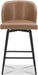 Counter Height Bar Stools Set of 3, 360° Swivel Upholstered Barstools with Backs and Metal Legs, 26" H Seat Height, Faux Leather in Saddle Brown