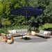 3 Tiers 9 FT Patio Umbrellas Outdoor Table Umbrella with Push Button Market Umbrella 8 Sturdy Ribs UV Protection Waterproof for Garden,Navy