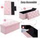 43 Inches Folding Storage Ottoman Bench, Velvet Ottoman with Storage for Living Room, Long Shoes Bench, Flannelette Footrest Benches Seat (Pink)