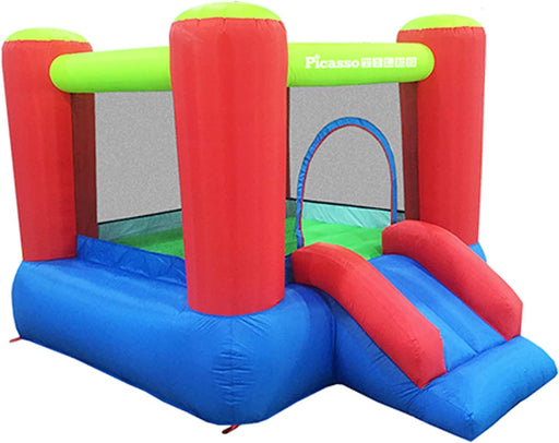 KC106 8X7 Foot Junior Inflatable Bouncer, Kid Park, Jumping Bouncing House, Jump Slide Playhouse W/ 50 Pit Balls, 3 Sides Mesh Protection, and Heavy-Duty GFCI ETL Certified 385W Blower