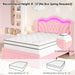 Full Bed Frame with LED Lights and 2 Storage Drawers, Velvet Upholstered Platform with 47" Tall Arc-Shaped Wingback Headboard and Button Tufted Design, No Box Spring Needed, Noise-Free, Pink