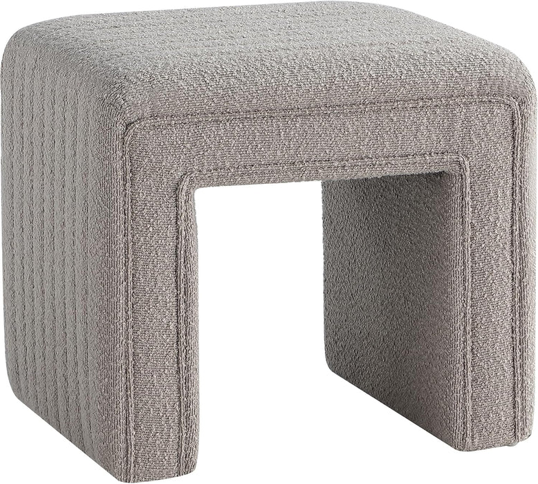 Vanity Stool Chair,Modern Boucle Ottoman Foot Stool with Wooden Legs Sofa Bench Footstool Extra Seat for Vanity,Makeup Room,Living Room,Entryway,Office (Fully Assembled) (Taupe)