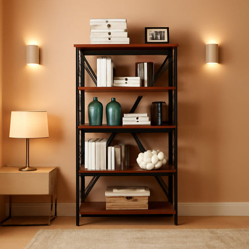 Cherry/Black Oxford Bookcase with Drawer (5 Tier)
