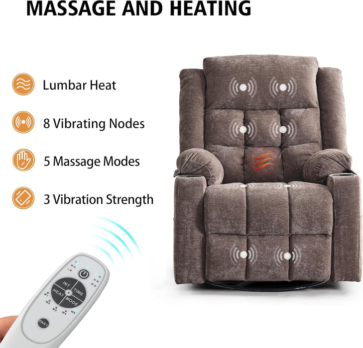 Power Swivel Recliner with Massage and USB