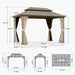8x12 Foot Champagne Aluminum Gazebo Featuring Curtains