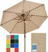 USA 10-Year-Non-Fading 9Ft Market Patio Umbrella, Commercial Grade Table Sun Umbrella with 80 Solar LED Lights, Crank Open, Windproof & UPF 50+ UV Protection for Garden, Deck, Pool, Backyard, Heather Beige